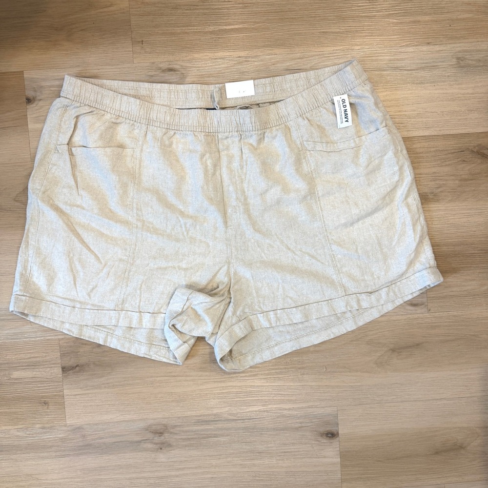 Old Navy High-Rise‎ Linen Shorts Flax Cream Color Plus Size 4X